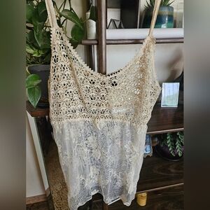 Crochet top with mesh tank